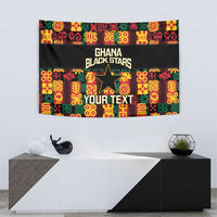 Black Ghana Black Stars hanging tapestry featuring Adinkra pattern and YOUR TEXT
