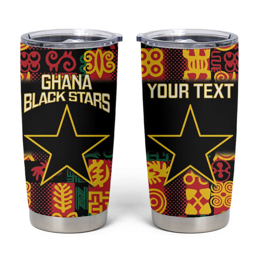 Custom Ghana Football Tumbler Cup 2025 Go Black Stars Adinkra pattern