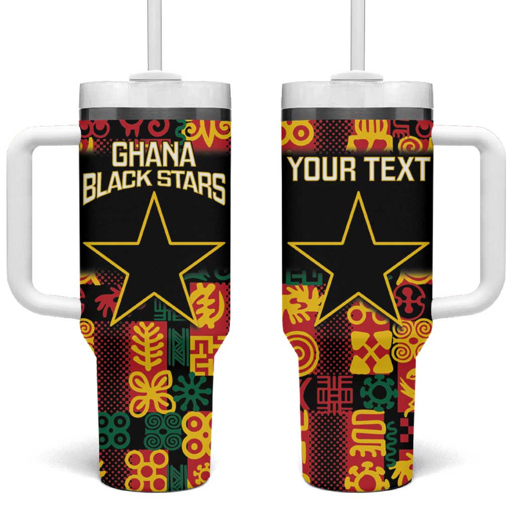 Custom Ghana Football Tumbler With Handle 2025 Go Black Stars Adinkra pattern