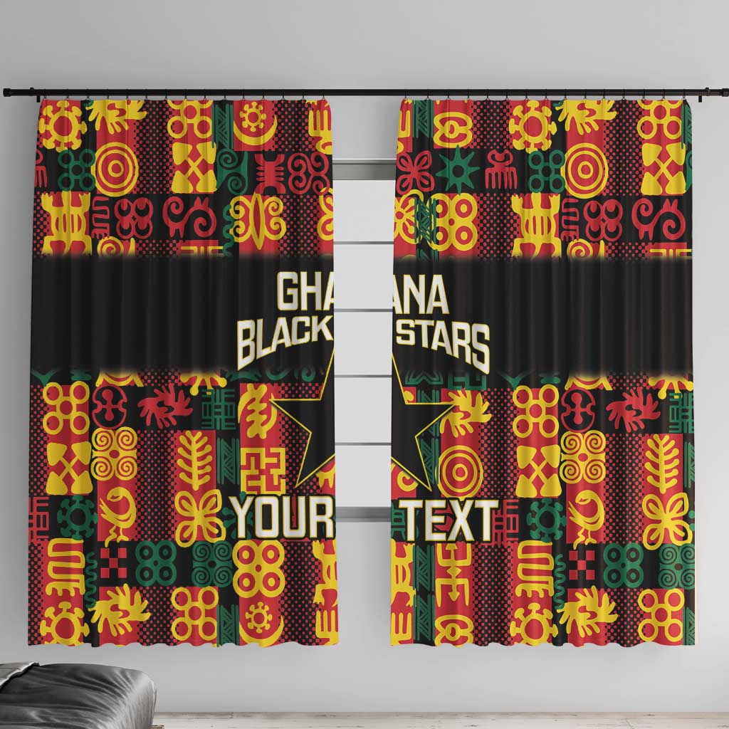 Custom Ghana Football Window Curtain 2025 Go Black Stars Adinkra pattern