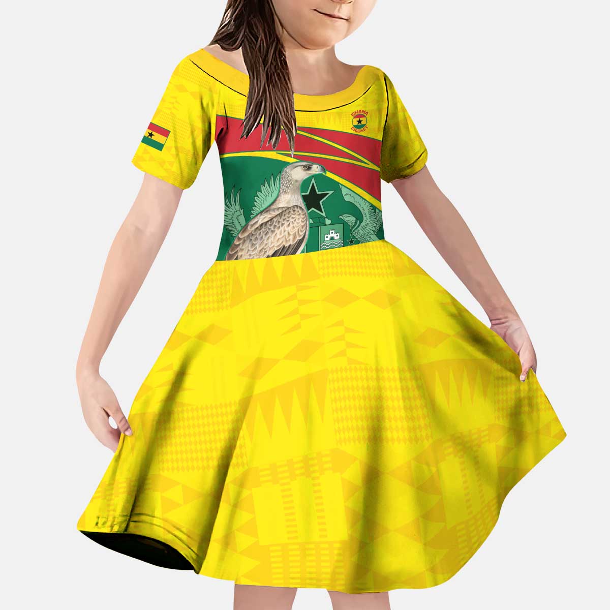 Custom Ghana Cricket Kid Short Sleeve Dress Go Ghanaian Tawny Eagle