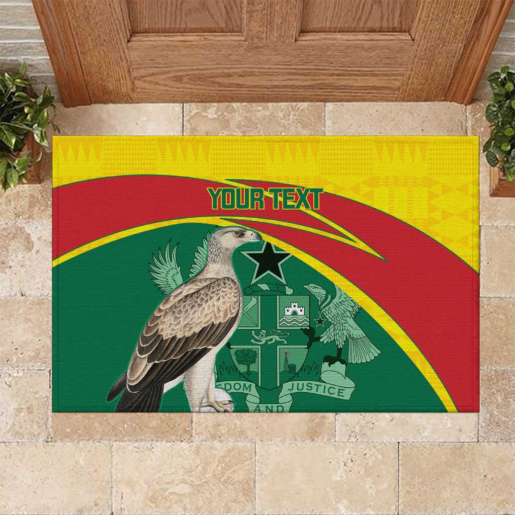 Custom Ghana Cricket Rubber Doormat Go Ghanaian Tawny Eagle