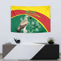 Ghana eagle flag tapestry with custom 'YOUR TEXT' over red, green, and yellow shield graphic