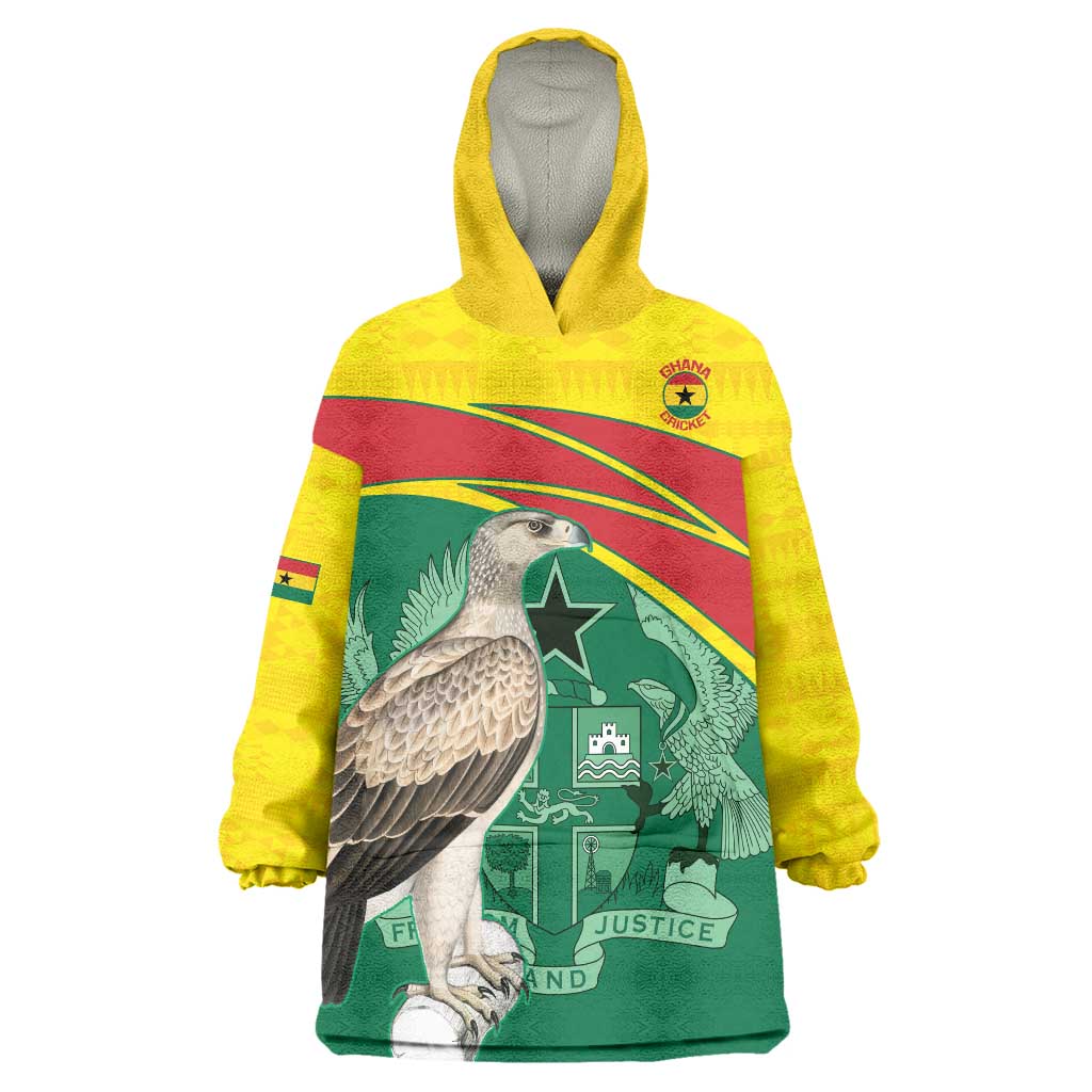 Custom Ghana Cricket Wearable Blanket Hoodie Go Ghanaian Tawny Eagle