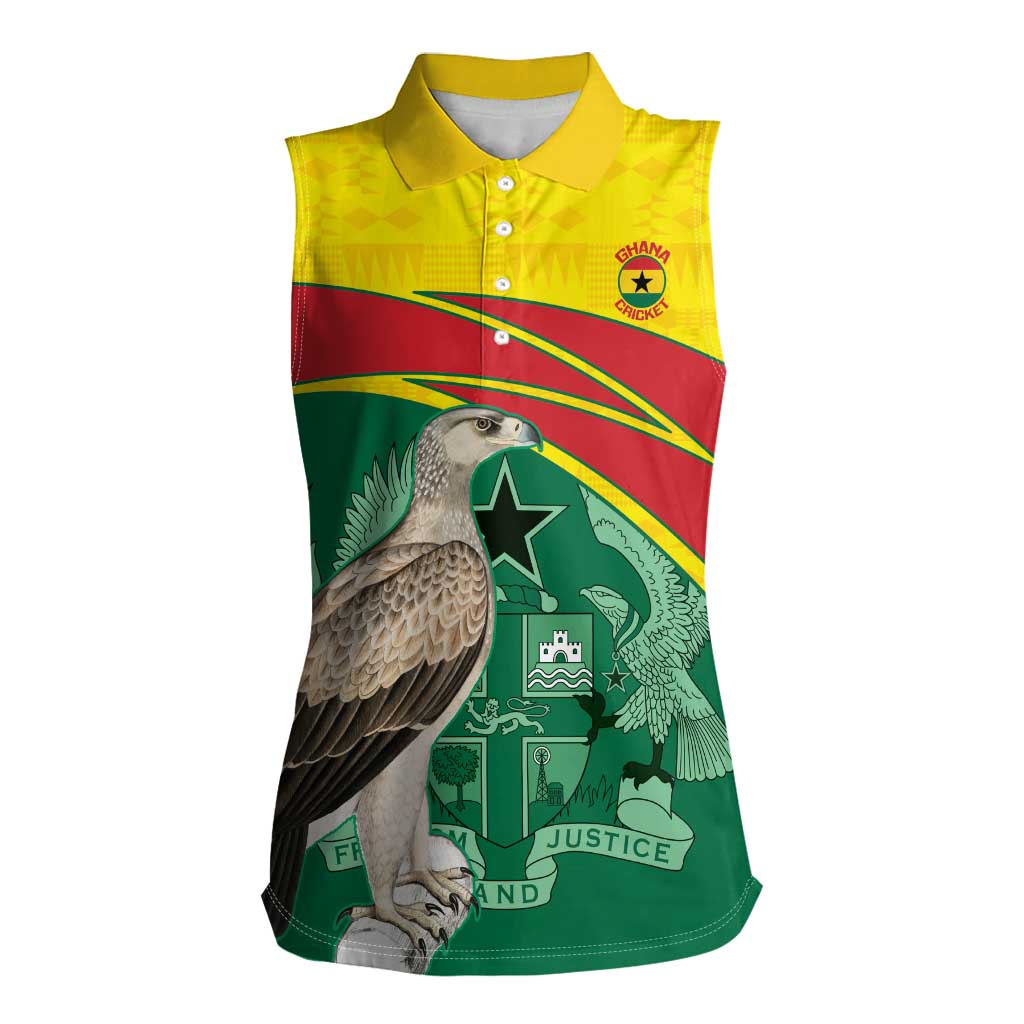 Custom Ghana Cricket Women Sleeveless Polo Shirt Go Ghanaian Tawny Eagle