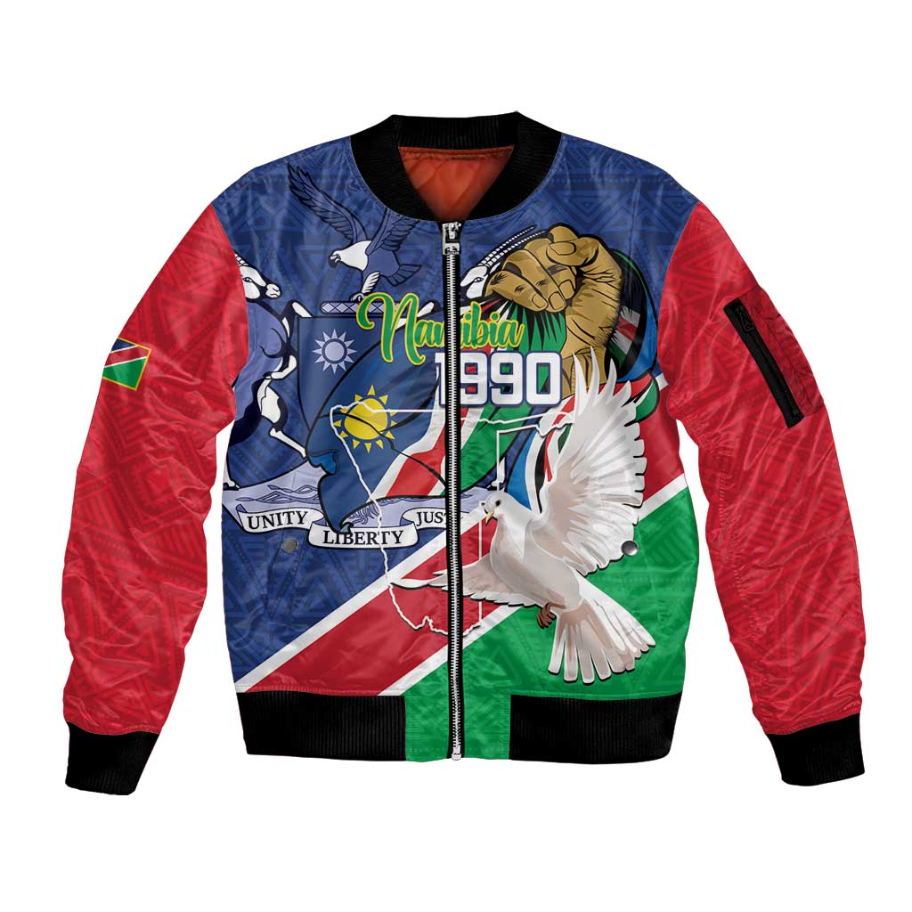 Namibia 1990 Sleeve Zip Bomber Jacket Independence Anniversary African Pattern