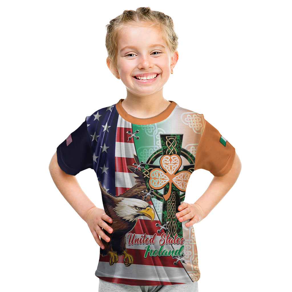 United States And Ireland Kid T Shirt USA Eagle With Irish Celtic Cross - Wonder Print Shop