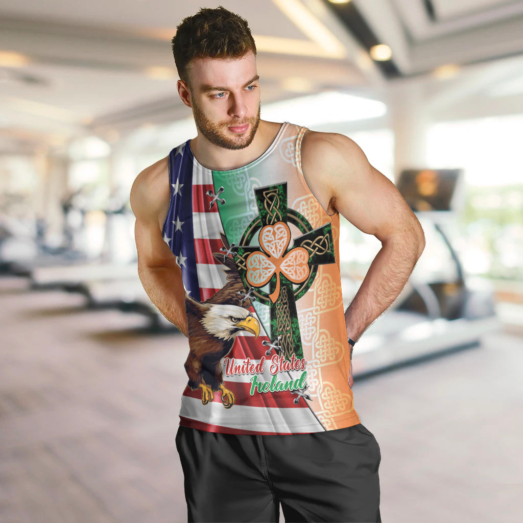 United States And Ireland Men Tank Top USA Eagle With Irish Celtic Cross - Wonder Print Shop