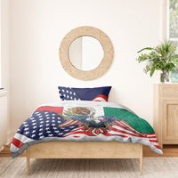Eagle graphic bedding set with USA stars, red-and-white stripes, and green side panel