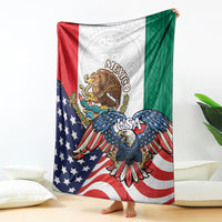 United States and Mexico eagle flag blanket draped vertically with red, blue, green