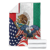 United States and Mexico eagle blanket set with folded stack, red blue green panels