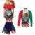 United States And Mexico Couples Matching Mermaid Dress and Long Sleeve Button Shirt USA Eagle With Mexican Aztec