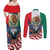 United States And Mexico Couples Matching Off Shoulder Maxi Dress and Long Sleeve Button Shirt USA Eagle With Mexican Aztec