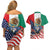 United States And Mexico Couples Matching Off Shoulder Short Dress and Hawaiian Shirt USA Eagle With Mexican Aztec