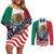 United States And Mexico Couples Matching Off Shoulder Short Dress and Long Sleeve Button Shirt USA Eagle With Mexican Aztec