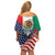 United States And Mexico Family Matching Off Shoulder Short Dress and Hawaiian Shirt USA Eagle With Mexican Aztec