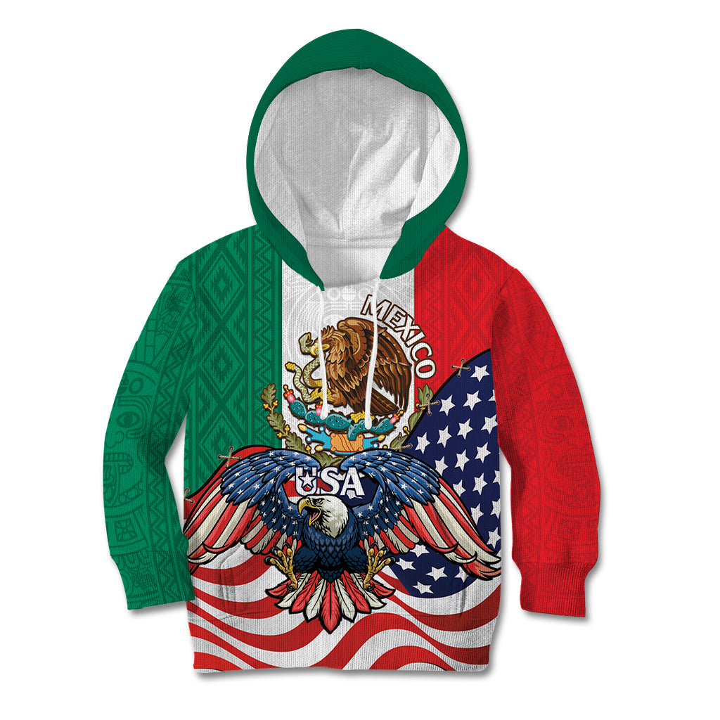 United States And Mexico Kid Hoodie USA Eagle With Mexican Aztec LT14