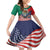 United States And Mexico Kid Short Sleeve Dress USA Eagle With Mexican Aztec