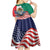 United States And Mexico Kid Short Sleeve Dress USA Eagle With Mexican Aztec