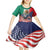 United States And Mexico Kid Short Sleeve Dress USA Eagle With Mexican Aztec