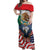 United States And Mexico Off Shoulder Maxi Dress USA Eagle With Mexican Aztec