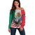 United States And Mexico Off Shoulder Sweater USA Eagle With Mexican Aztec - Wonder Print Shop