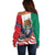 United States And Mexico Off Shoulder Sweater USA Eagle With Mexican Aztec - Wonder Print Shop