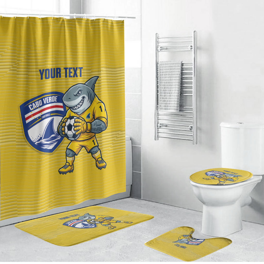 Cabo Verde Football 2026 Custom Bathroom Set Tubaroes Azuis Goalkeeper Yellow Jersey