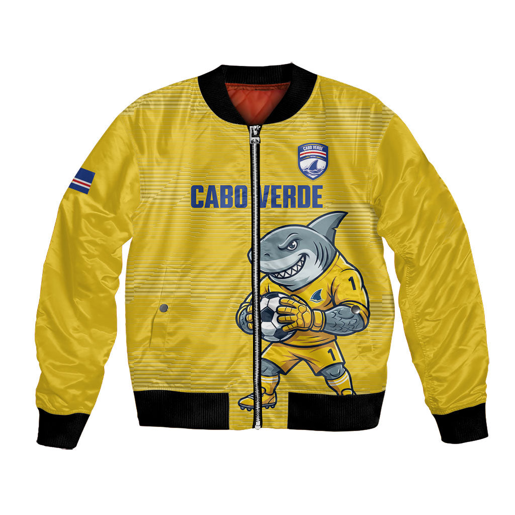 Cabo Verde Football 2026 Custom Bomber Jacket Tubaroes Azuis Goalkeeper Yellow Jersey
