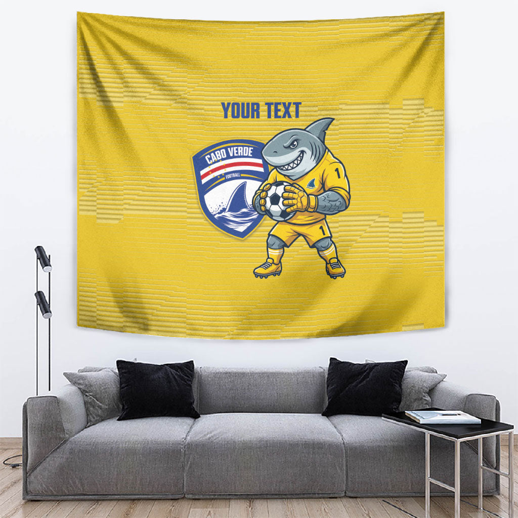 Cabo Verde Football 2026 Custom Tapestry Tubaroes Azuis Goalkeeper Yellow Jersey