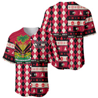 Red, black, and white Christmas baseball jersey, front and back views with plaid details