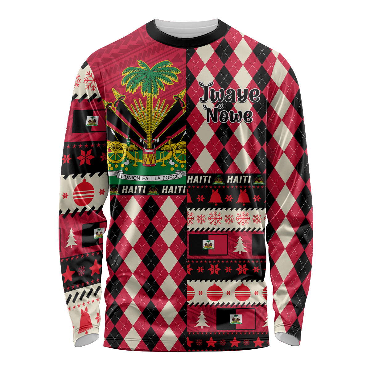 Haiti 1964 Christmas Long Sleeve Shirt Jwaye Nowe 2023 With Coat Of Arms - Wonder Print Shop