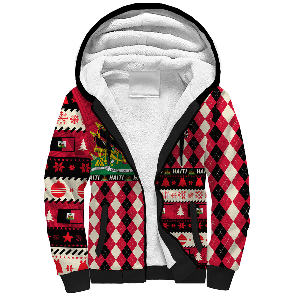 Haiti 1964 Christmas Sherpa Hoodie Jwaye Nowe 2023 With Coat Of Arms - Wonder Print Shop