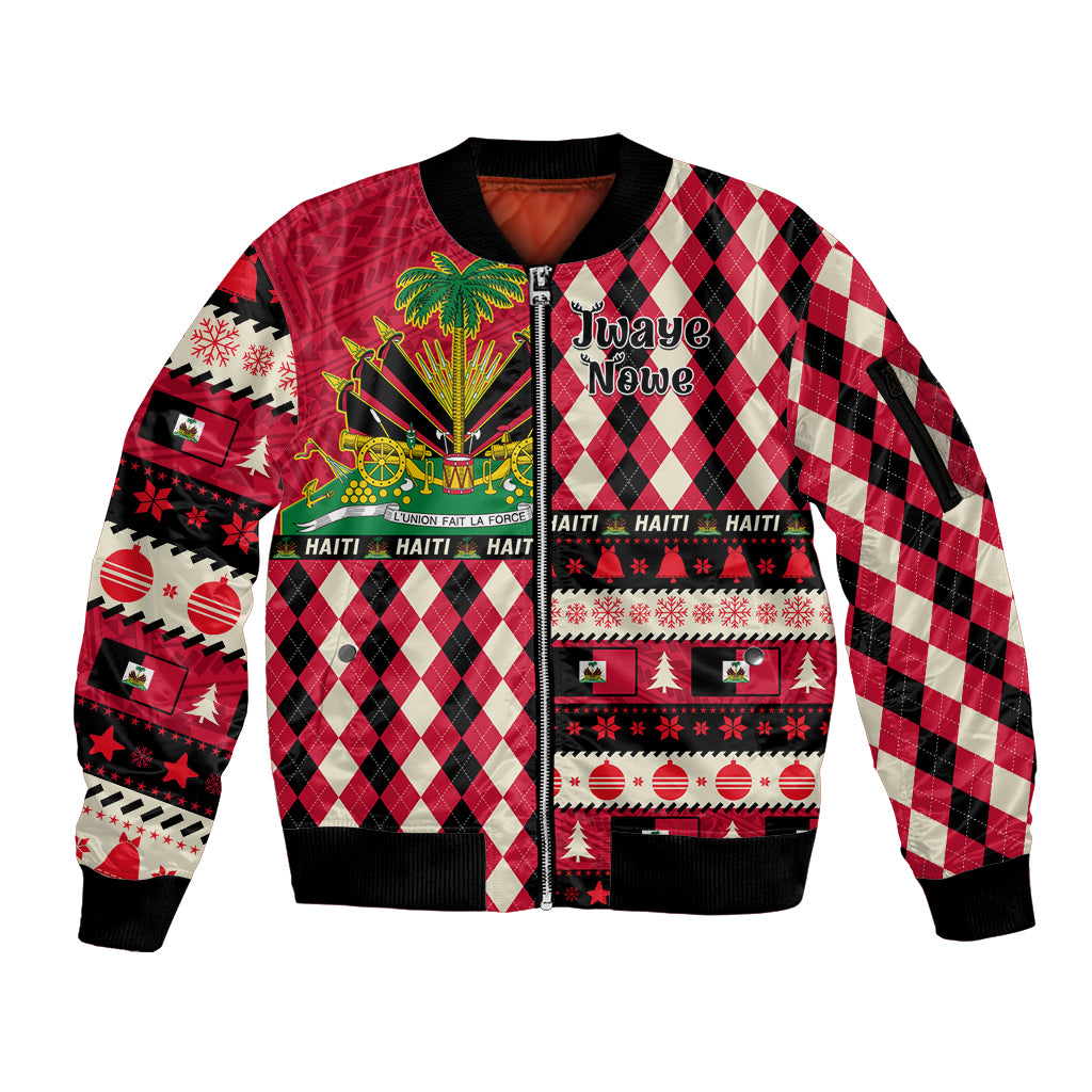 Haiti 1964 Christmas Sleeve Zip Bomber Jacket Jwaye Nowe 2023 With Coat Of Arms - Wonder Print Shop