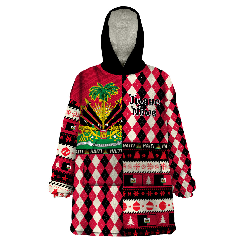 Haiti 1964 Christmas Wearable Blanket Hoodie Jwaye Nowe 2023 With Coat Of Arms - Wonder Print Shop