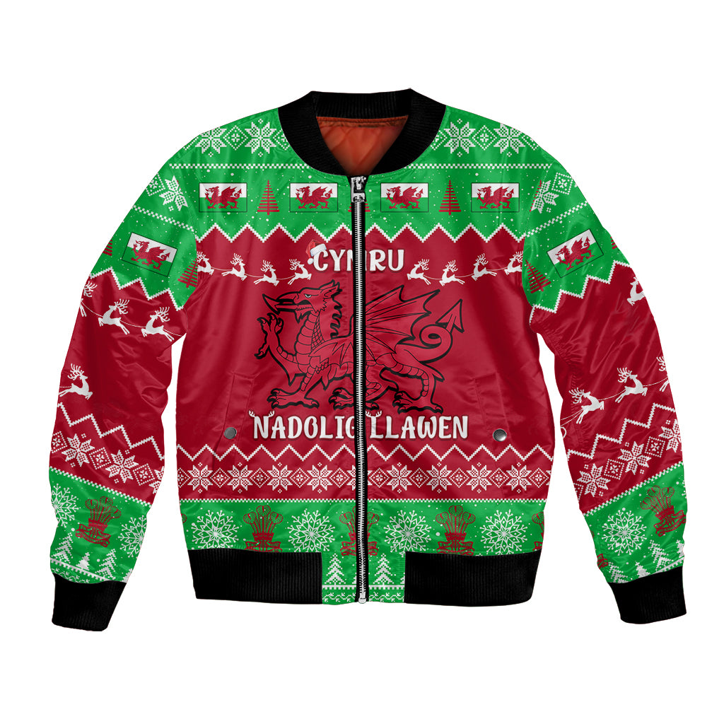 Personalised Wales Christmas Bomber Jacket Nadolig Llawen Cymru Unique Version - Wonder Print Shop