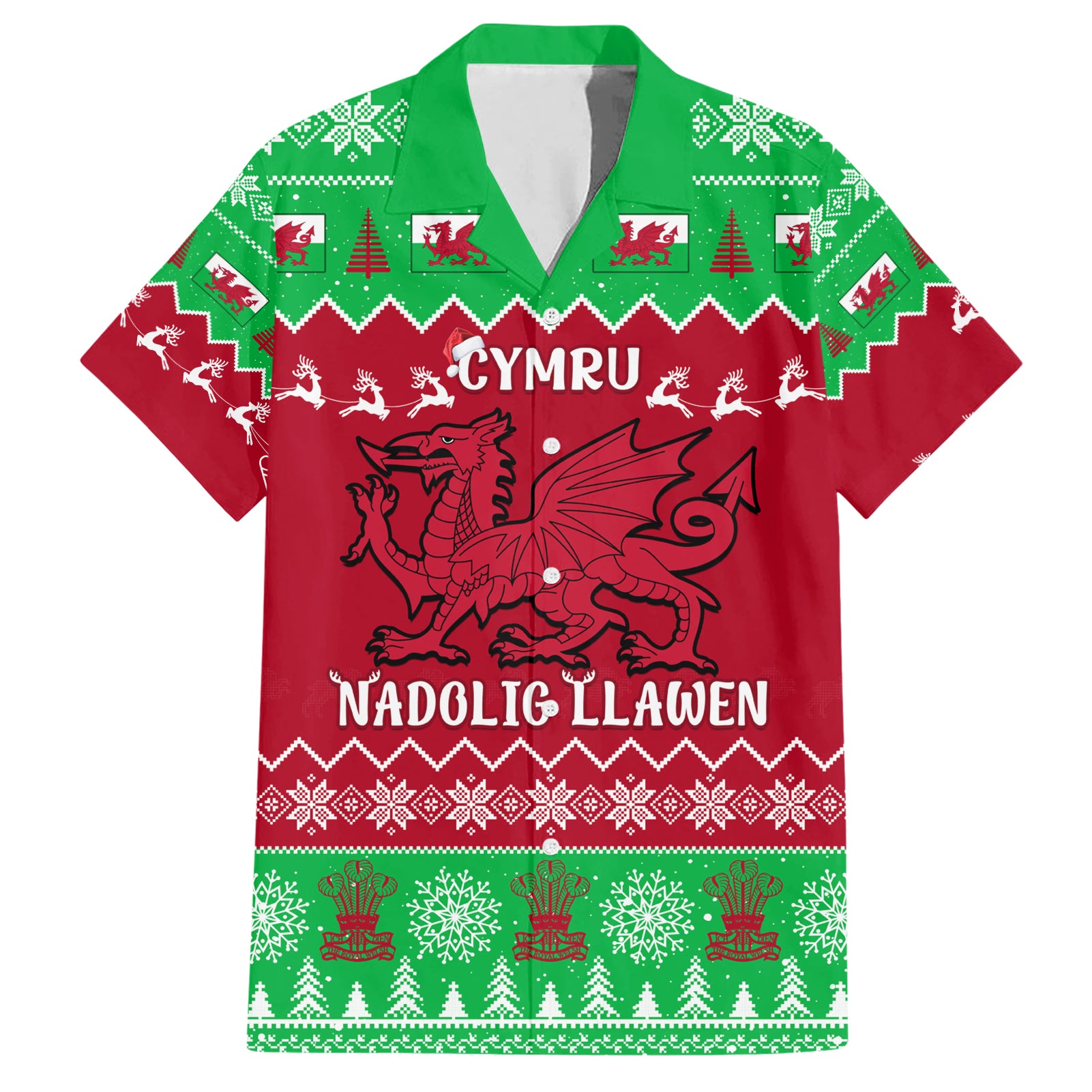 Personalised Wales Christmas Hawaiian Shirt Nadolig Llawen Cymru Unique Version - Wonder Print Shop