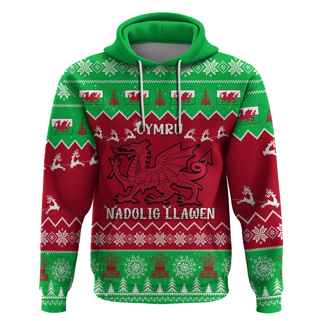 Personalised Wales Christmas Hoodie Nadolig Llawen Cymru Unique Version - Wonder Print Shop