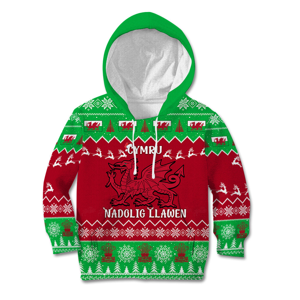 Personalised Wales Christmas Kid Hoodie Nadolig Llawen Cymru Unique Version - Wonder Print Shop