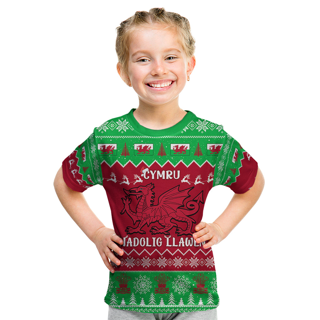 Personalised Wales Christmas Kid T Shirt Nadolig Llawen Cymru Unique Version - Wonder Print Shop