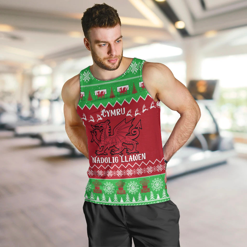 Personalised Wales Christmas Men Tank Top Nadolig Llawen Cymru Unique Version - Wonder Print Shop