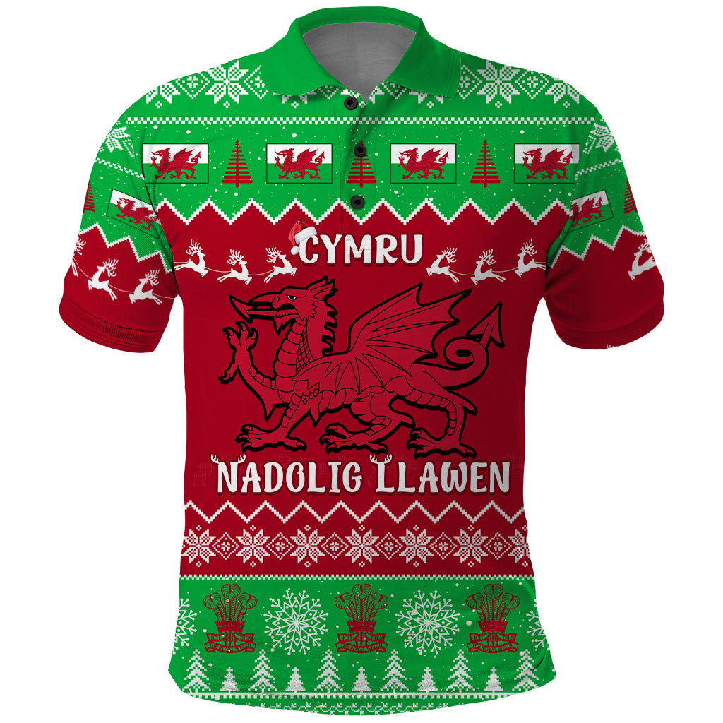 Personalised Wales Christmas Polo Shirt Nadolig Llawen Cymru Unique Version - Wonder Print Shop