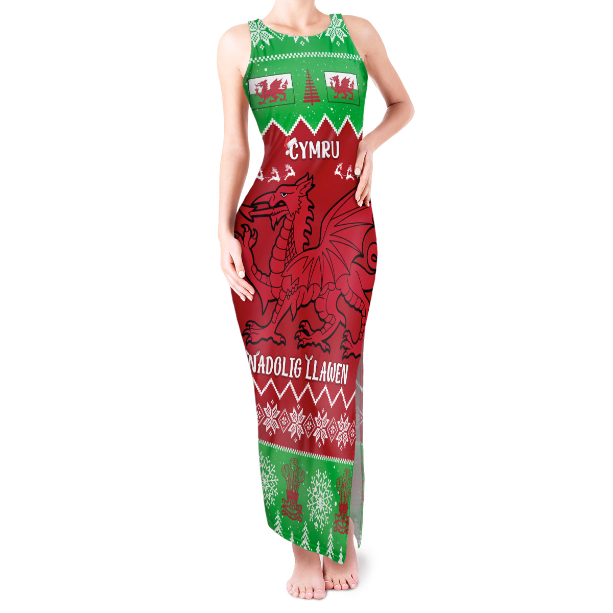 personalised-wales-christmas-tank-maxi-dress-nadolig-llawen-cymru-unique-version