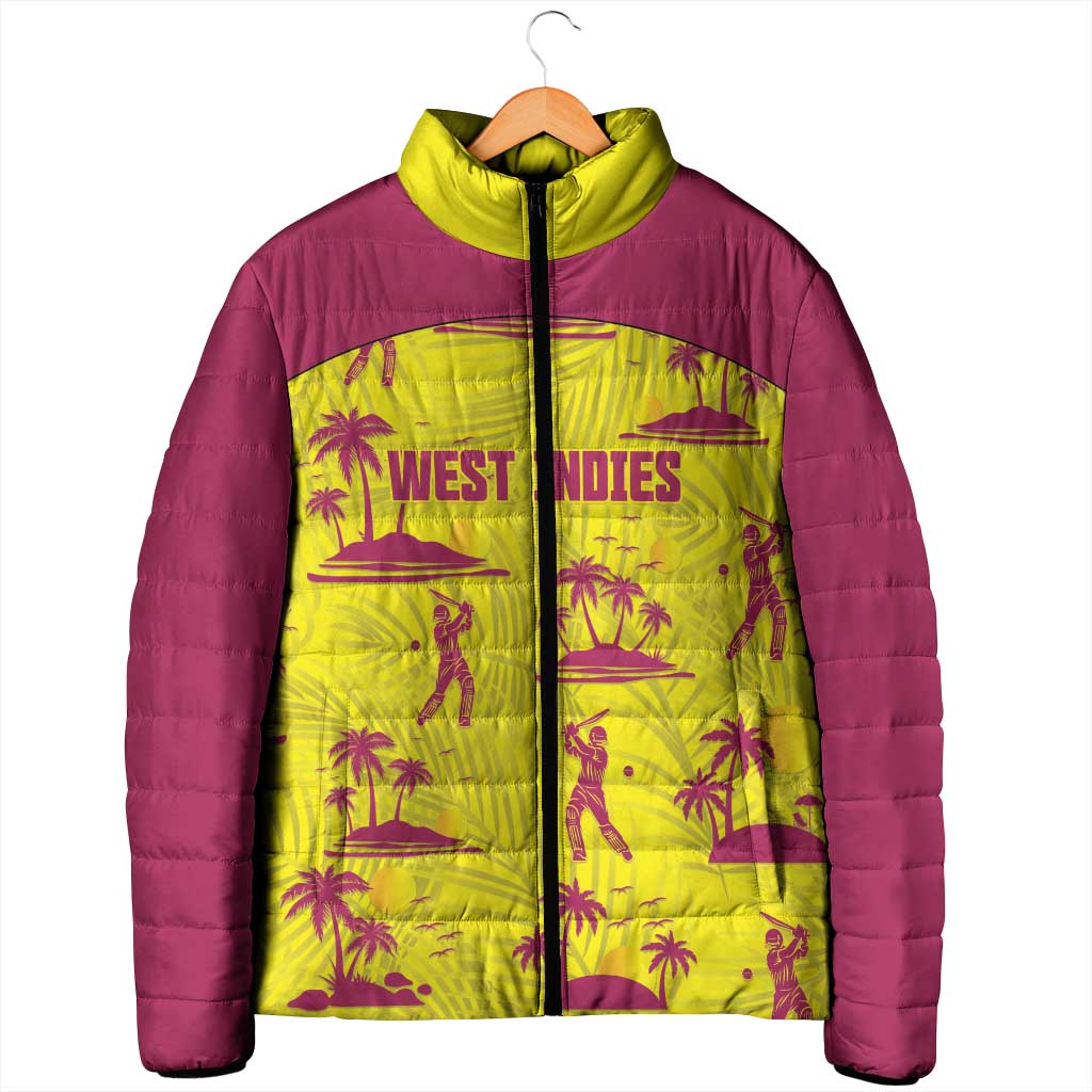 West Indies Cricket Custom Padded Jacket Windies Palm Tree Tropical Style - Wonder Print Shop