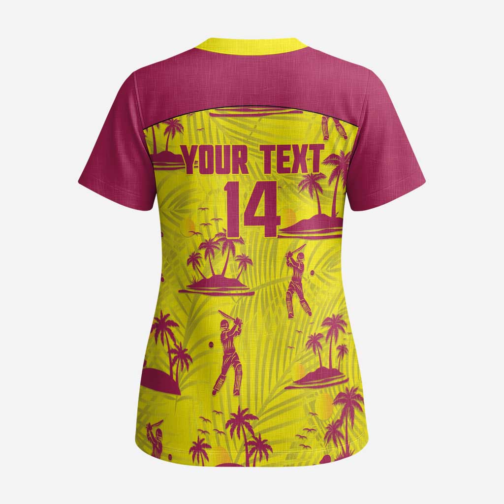 West Indies Cricket Custom Scrub Top Windies Palm Tree Tropical Style - Wonder Print Shop