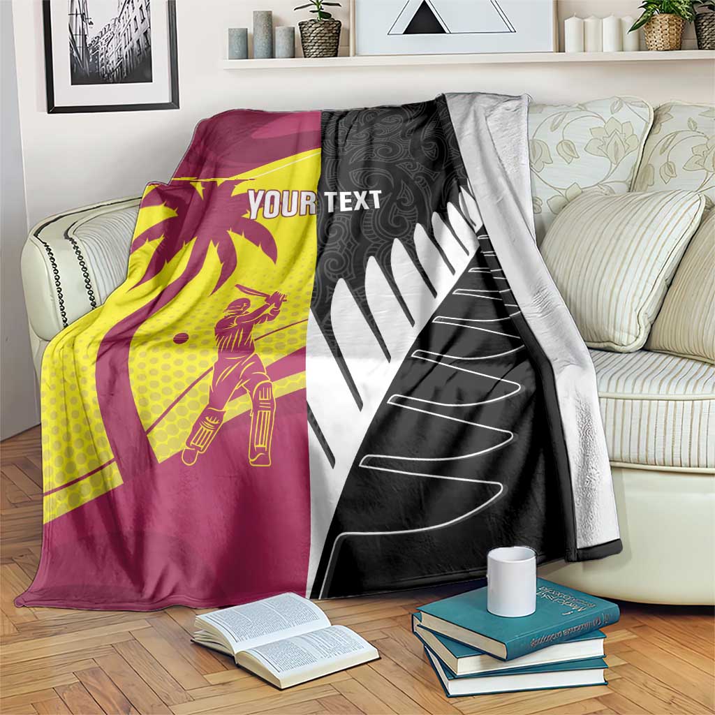 New Zealand and West Indies Cricket Custom Blanket Black Cap Windies Together - Wonder Print Shop
