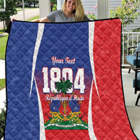 Personalized Haiti 1804 quilt with blue-red-white flag design and centered emblem