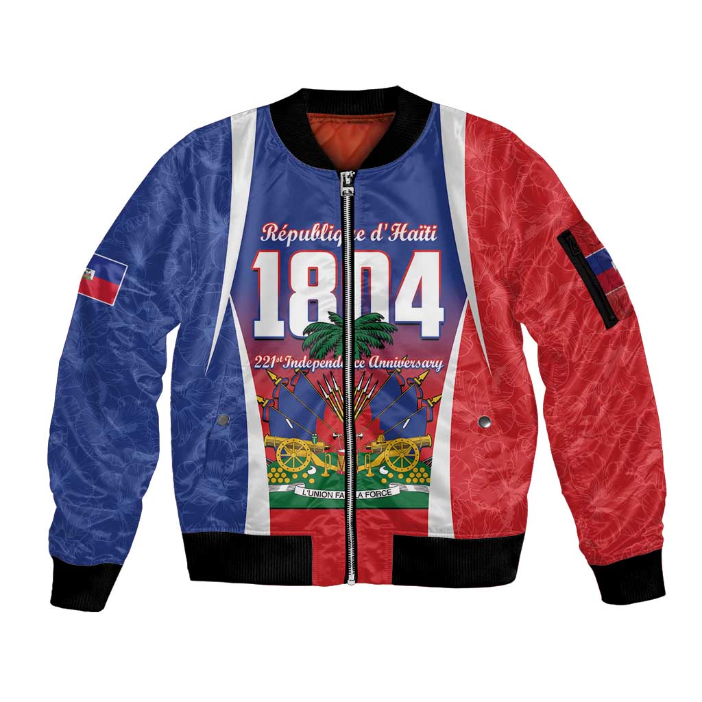 Personalized Haiti 1804 Sleeve Zip Bomber Jacket Happy 221st Independence Anniversary - Wonder Print Shop