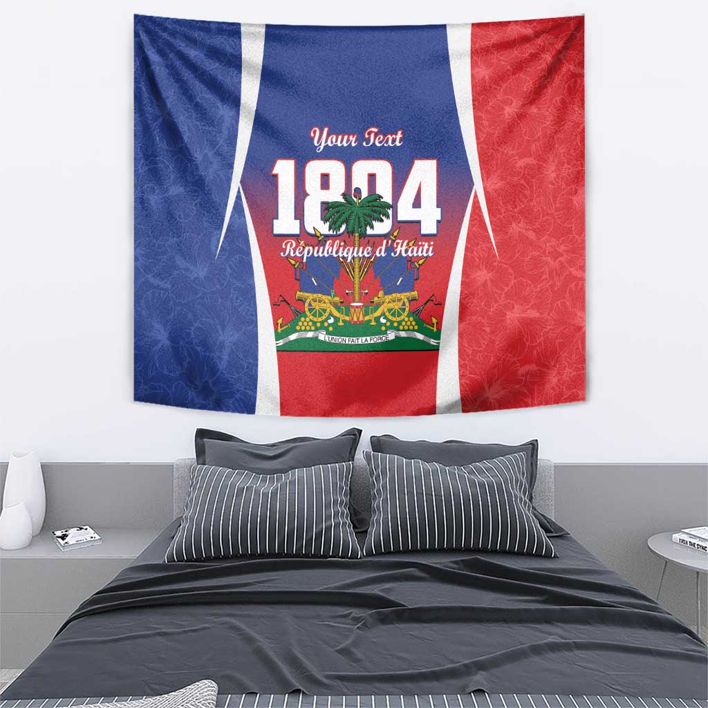 Personalized Haiti 1804 tapestry with blue, red, and white design