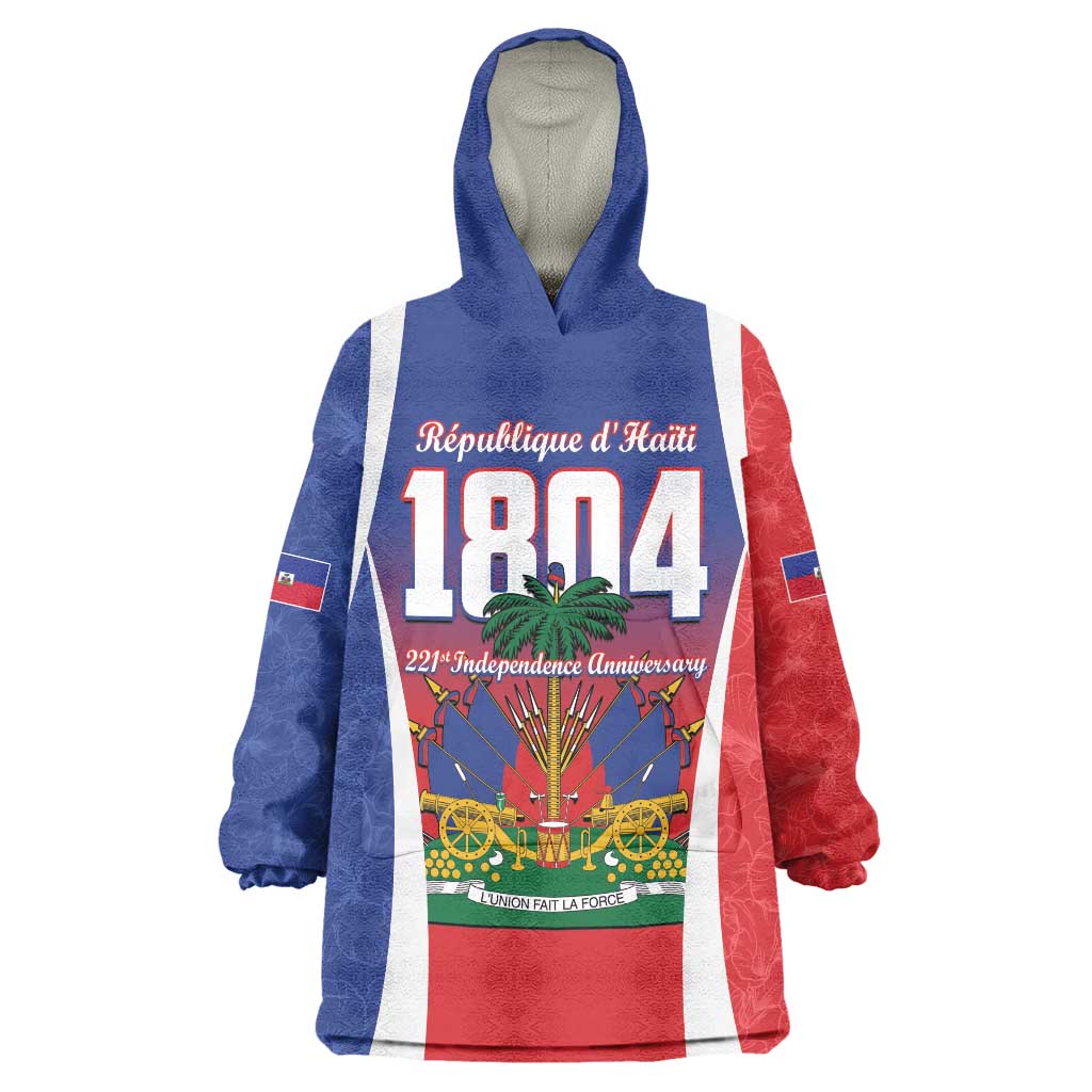 Personalized Haiti 1804 Wearable Blanket Hoodie Happy 221st Independence Anniversary